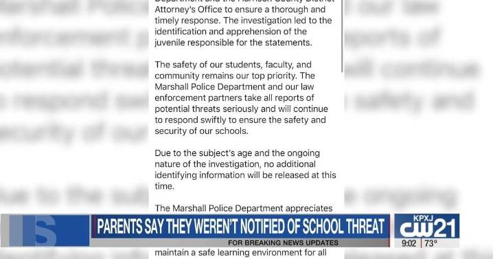 Parents raise concerns over lack of notification after Marshall Junior High threat