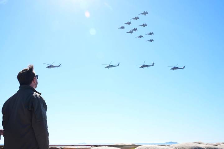 California police say shrapnel hits and damages a patrol vehicle during Marine Corps drills