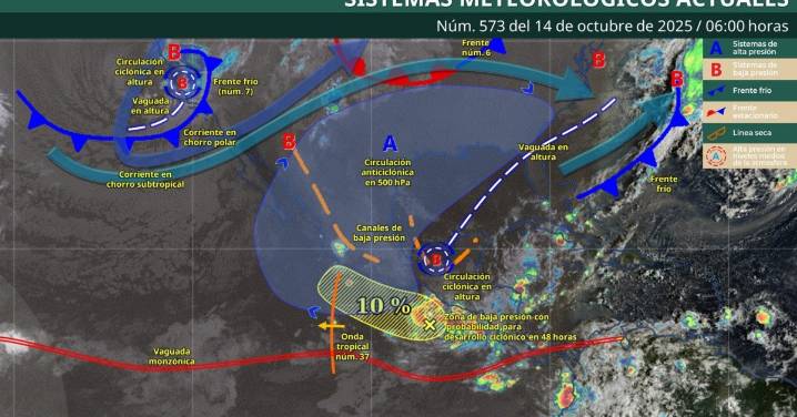Prevén lluvias fuertes, rachas de viento y oleaje por onda tropical 37