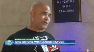 IRISH LEGENDS: Former Notre Dame player, two-time All-American, College Football Hall of Famer Aaron Taylor