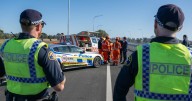 Police attending motorcycle crash on Midland Highway, Kings Meadows