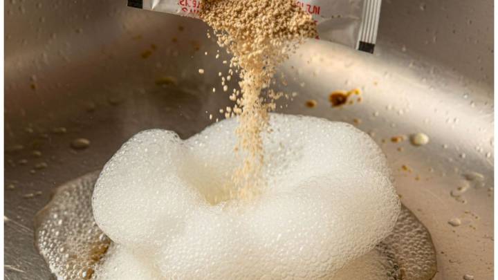 El truco para desatascar desagües con levadura en polvo y agua caliente, sin usar soda cáustica