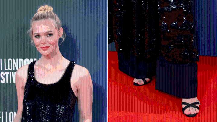 Elle Fanning’s Manolo Blahnik Slingbacks Add a Crystal Spark in London