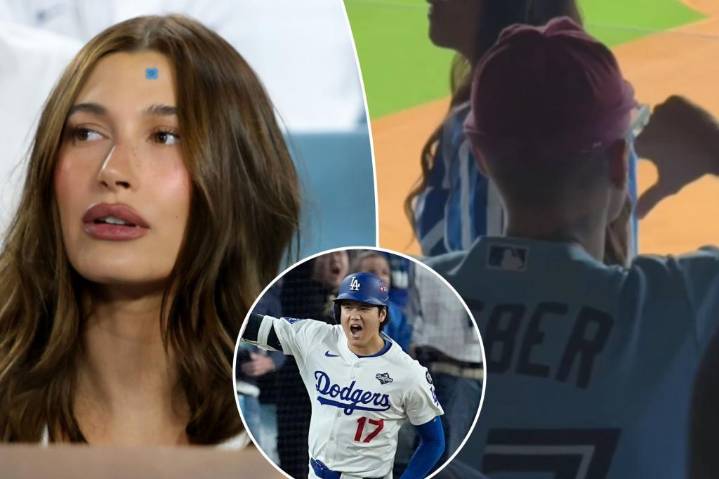 Justin Bieber taunts Shohei Ohtani at World Series game with wife Hailey
