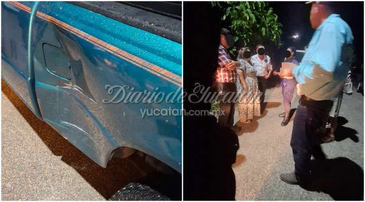 Camioneta sin freno de mano ocasiona choque en calles de Motul