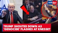 Trump's speech halted by protesters waving ‘genocide’ banner in Israeli Knesset