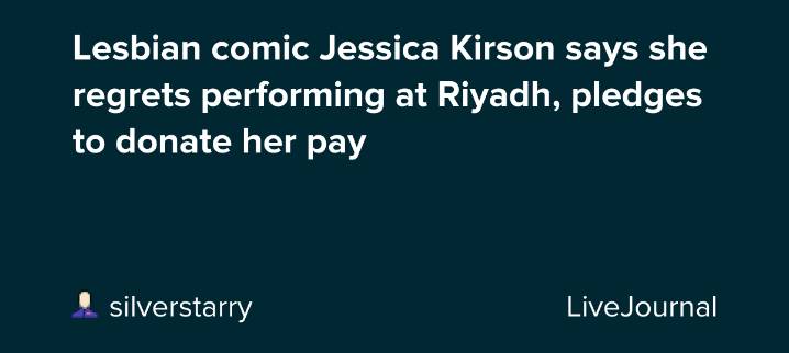Lesbian comic Jessica Kirson says she regrets performing at Riyadh, pledges to donate her pay: ohnotheydidnt