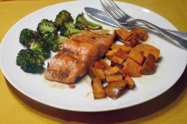Quick Fix: Sheet Pan Orange-Honey Salmon with Broccoli and Sweet Potatoes