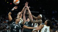 Fever's Kelsey Mitchell sustains apparent leg injury in Game 5 of semifinal series vs. Aces