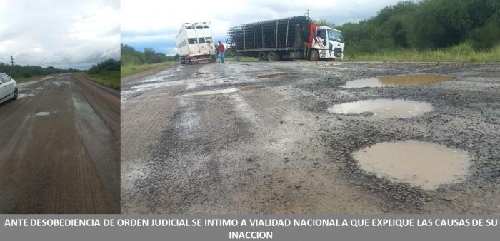 ANTE DESOBEDIENCIA DE ORDEN JUDICIAL SE INTIMO A VIALIDAD NACIONAL A QUE EXPLIQUE LAS CAUSAS DE SU INACCION