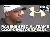 Ravens Special Teams Coordinator Chris Horton speaks to the media after the bye week