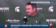 MSU football coach Jonathan Smith addresses media after Michigan loss