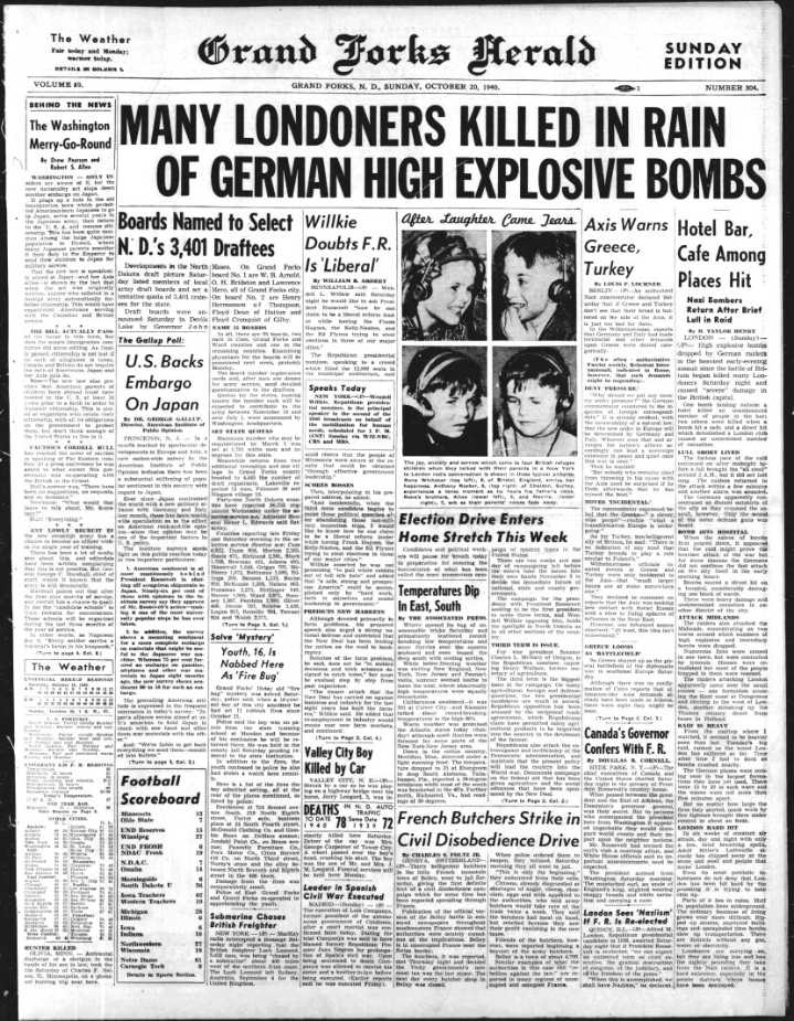 Today in History: October 20, 1940 - 'Fire bug' mystery solved in Grand Forks