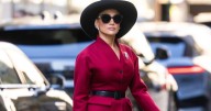 Jennifer Lopez Is Right on Business in Red Suit Look in NYC Filming Video