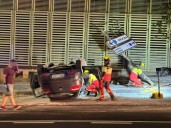 Dos heridos tras el vuelco de un coche en un accidente en Las Rehoyas
