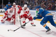 Red Wings start five-game trip with strong defensive effort