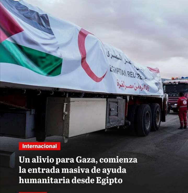 «Esperanza en Gaza: Cientos de Camiones con Ayuda Humanitaria Ingresan desde Egipto tras el Alto el Fuego»