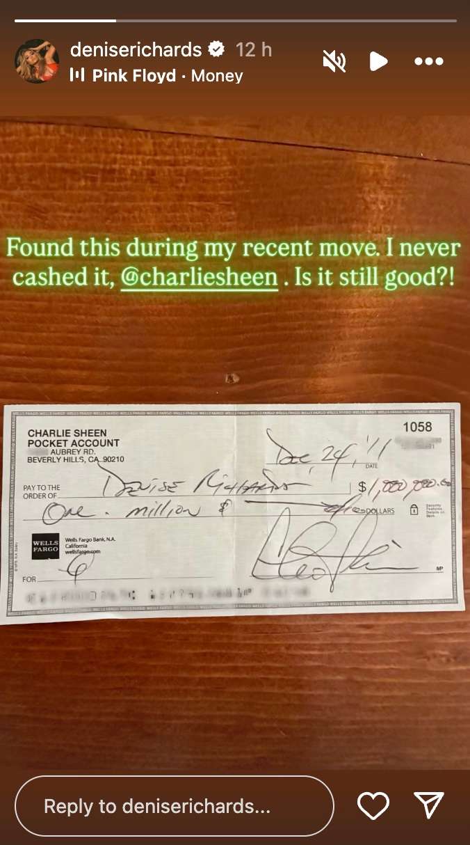 Denise Richards Denies Cashing In Charlie Sheen’s $1 Million Check