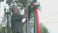 Rainbow art in Five Points