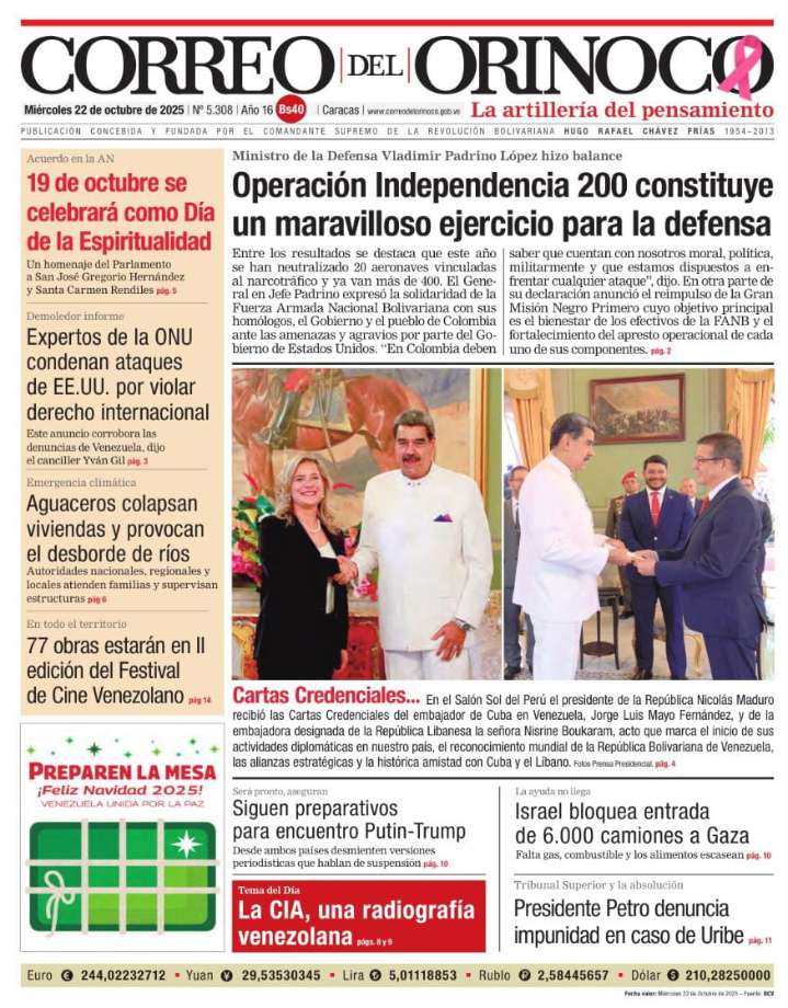 Edición Impresa Correo del Orinoco N° 5.308