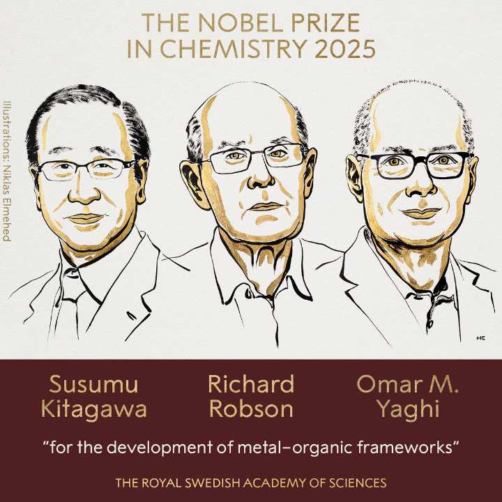 Kitagawa, Robson, Yaghi Win Nobel Prize In Chemistry For Molecular Work