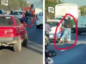 VIDEO: Sujeto patinando en Calzada Zaragoza CDMX sin nada de protección