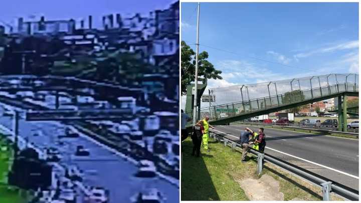 Video: un camión chocó y derrumbó parte de un puente peatonal sobre la General Paz