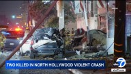 2 killed, 2 others injured after car slams into parked cars and power pole in North Hollywood