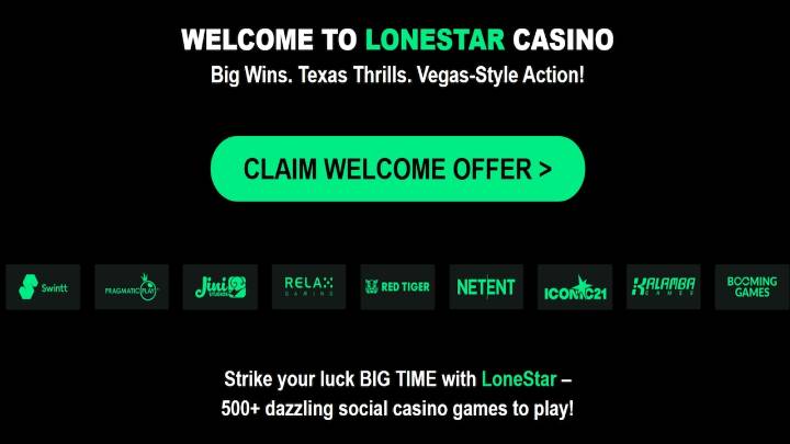 New sweeps cash casino LoneStar: Up to 500,000 Gold Coins, 105 Sweeps Coins