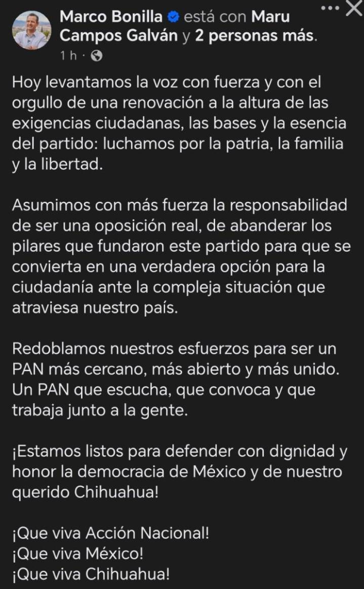 Marco Bonilla llama a la renovación del PAN y a fortalecer la democracia desde Chihuahua