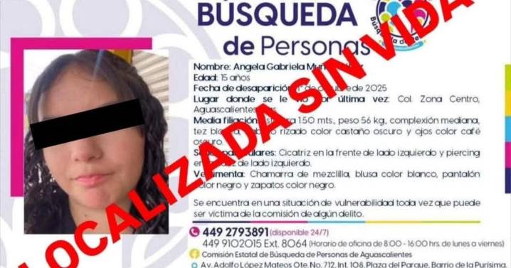 Localizan sin vida a Ángela, joven de 15 años desaparecida en Aguascalientes