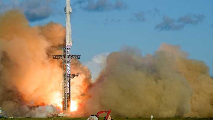 SpaceX Starship from Texas seen at Kennedy Space Center in Florida
