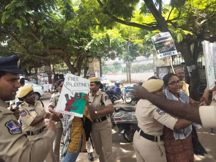 Hyderabad police forcefully detains Pro Palestine protestors; released later