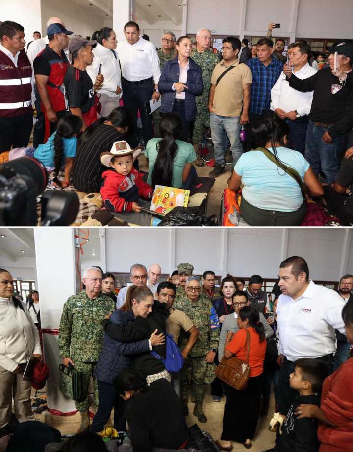 Presidenta de México recorre las regiones más afectadas por lluvias, que dejan 47 muertos