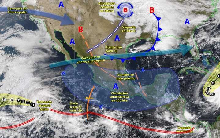 Frente frío 11 provocará chubascos y descenso de temperaturas en el norte del país