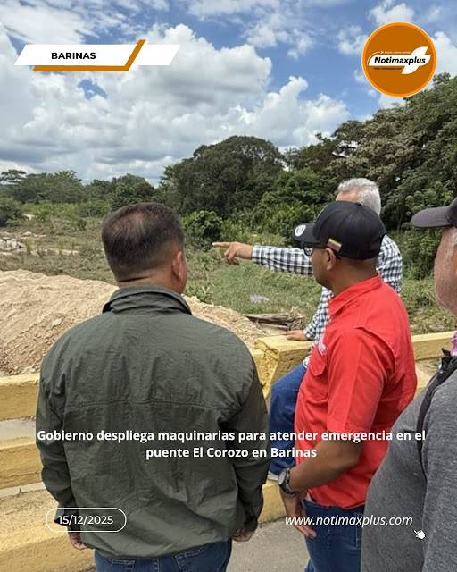 Gobierno despliega maquinarias para atender emergencia en el puente El Corozo en Barinas