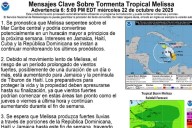 Tormenta tropical Melissa continúa su avance sobre el mar Caribe y podría fortalecerse en los próximos días