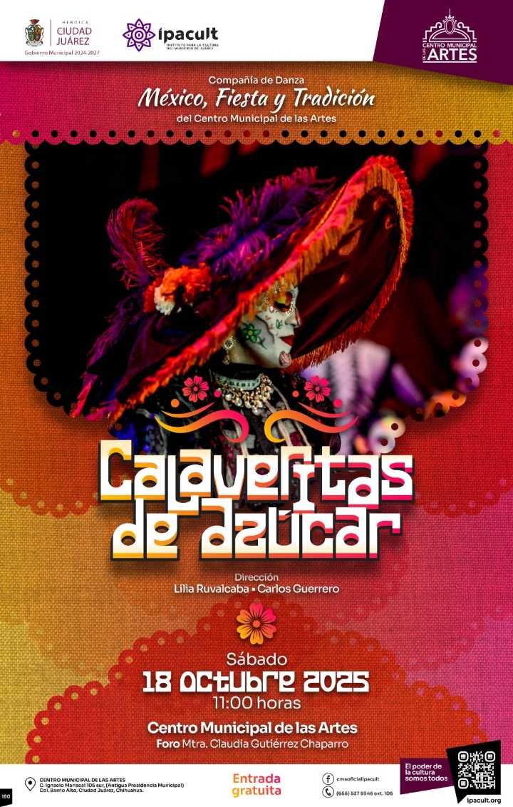Invitan al espectáculo de danza “Calaveritas de azúcar” este sábado en el CMA