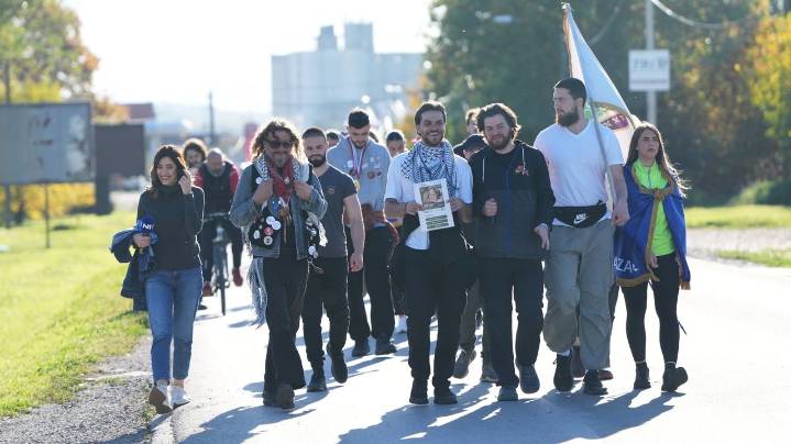 Students trek across Serbia to campaign for station collapse victims ahead of anniversary