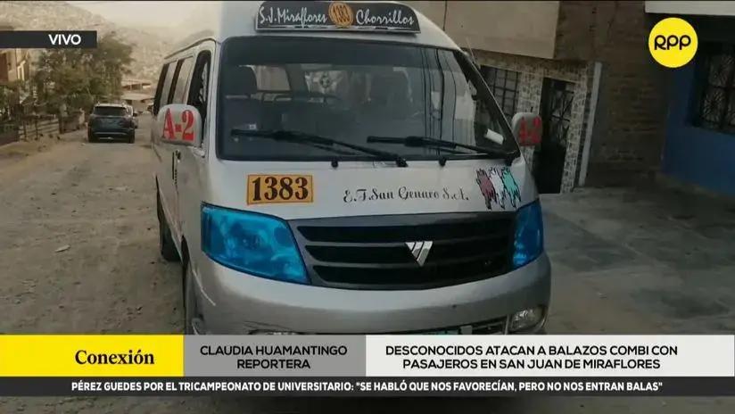 San Juan de Miraflores: sujetos atacaron a balazos combi con pasajeros