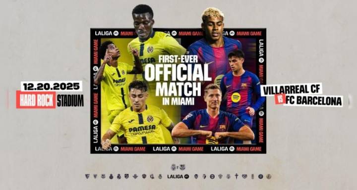 Barcelona y Villarreal harán historia: jugarán en Miami el 20 de diciembre