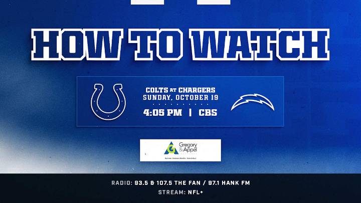 How to watch the Indianapolis Colts at Los Angeles Chargers on October 19, 2025