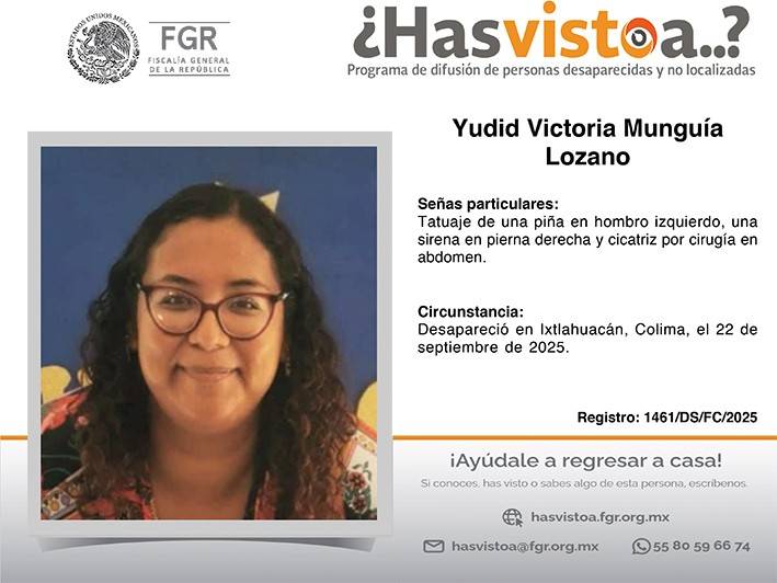 Yudid desapareció en Colima y es buscada en Aguascalientes
