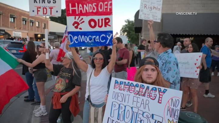 Thousands Turn Out for Democracy at Over a Dozen Different `No Kings' Rallies Across LA, OC