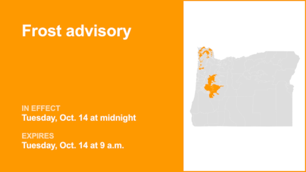 Frost advisory issued for Oregon for Tuesday – temperatures to dip to 33