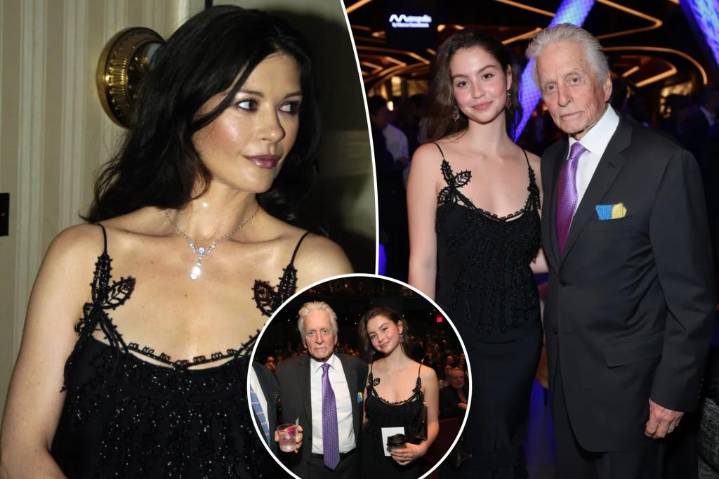 Catherine Zeta Jones daughter Carys Zeta Douglas wears 20 year old vintage dress at NYC Icons of Culture Gala