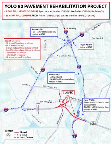 Highway 50 closures planned for five nights starting Sunday