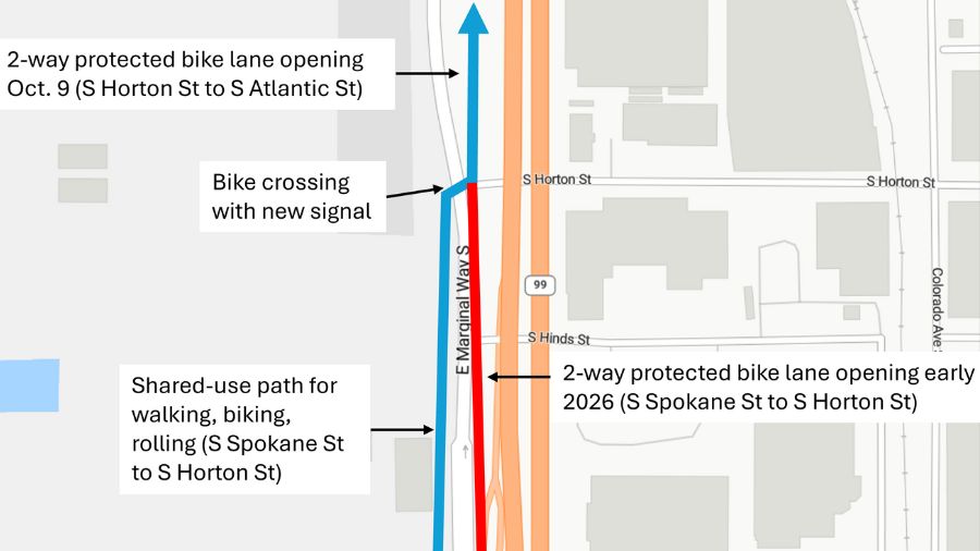 Seattle unveils upgraded East Marginal Way with bike lane