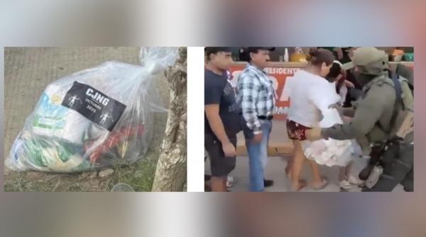 Captan presunta entrega de despensas por parte de grupo criminal en Veracruz