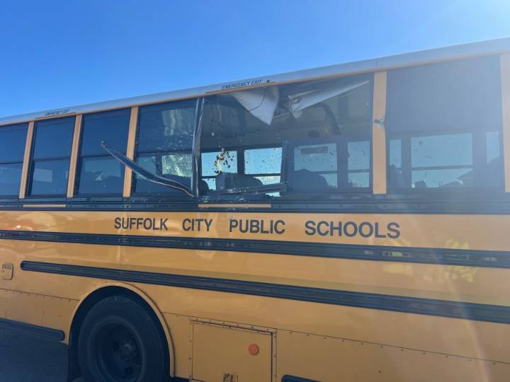 4 King's Fork Middle School students injured in school bus, cement truck crash
